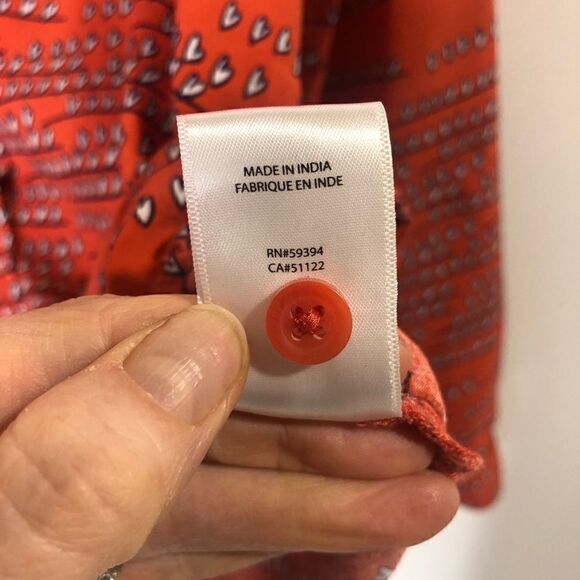 Beach Lunch Lounge Orange Heart On Wire Shirt Button Down - Picture 6 of 8